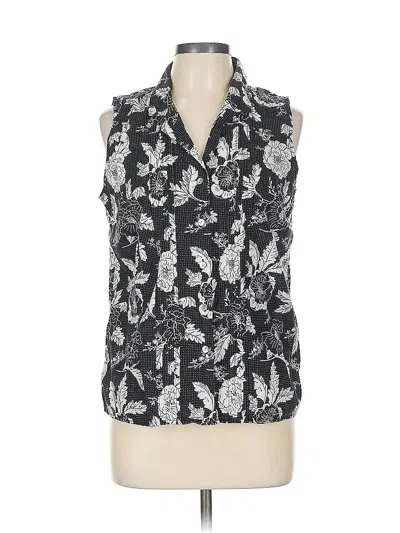 Pre-owned Charter Club Sleeveless Button Down Shirt In Black