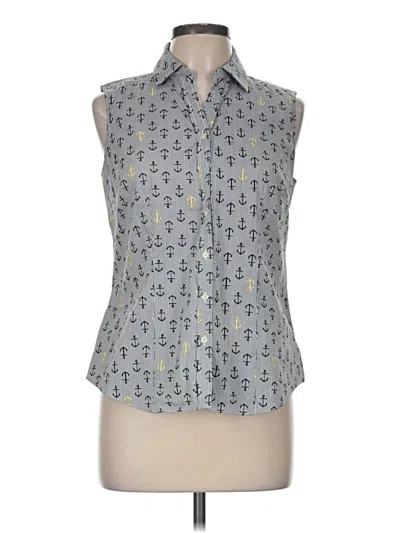 Pre-owned Charter Club Sleeveless Button Down Shirt In Gray