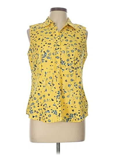 Pre-owned Charter Club Sleeveless Button Down Shirt In Yellow