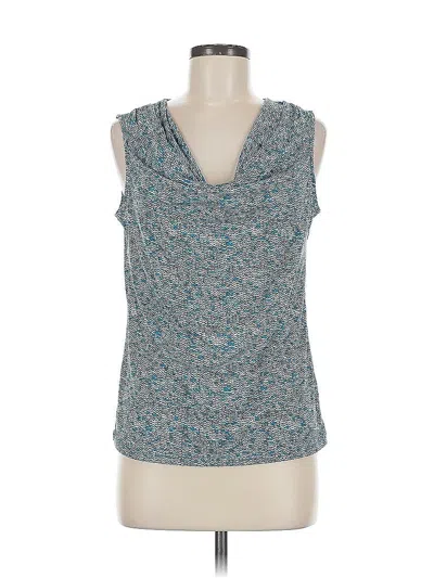 Pre-owned Charter Club Sleeveless Top Teal Cowl Neck Tops In Blue