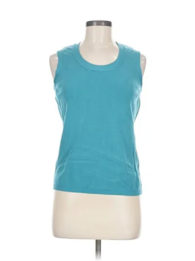 Pre-owned Charter Club Sleeveless Top Teal Scoop Neck Tops In Blue