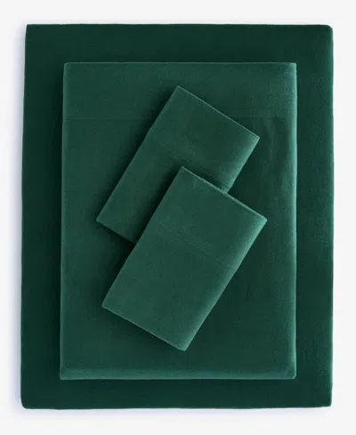 Charter Club Solid Flannel Cotton 4-pc. Sheet Set, Full, Exclusively At Macy's In Green