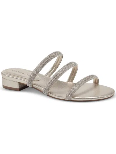 Charter Club Sunnyy Womens Rhinestone Glitter Slide Sandals In White