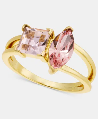 Charter Club Two-stone Pink Crystal Ring, Macy's Exclusive In Gold