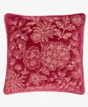 Charter Club Velvet Botanical Decorative Pillow, 18" X 18", Exclusively At Macy's In Red