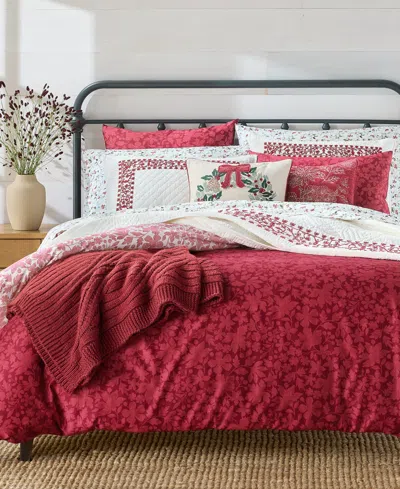 Charter Club Winter Garden Reversible 3-pc. Comforter Set, Full/queen, Macy's Exclusive In Red