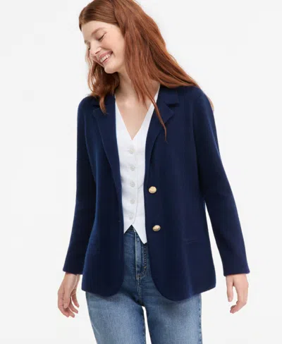 Charter Club Women's 100% Cashmere Blazer, Macy's Exclusive In Admiral Navy