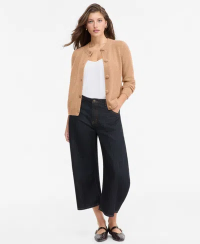 Charter Club Women's 100% Cashmere Chunky Crewneck Cardigan, Macy's Exclusive In Neutral