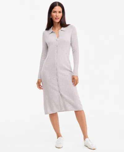 Charter Club Women's 100% Cashmere Collared Button-front Duster Sweater, Macy's Exclusive In Gray