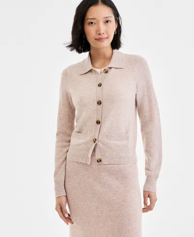 Charter Club Women's 100% Cashmere Collared Shrunken Cardigan, Macy's Exclusive In Gold