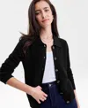 Charter Club Women's 100% Cashmere Collared Shrunken Cardigan, Macy's Exclusive In Black