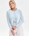 Charter Club Womens Cashmere Sleeveless Crewneck Sweater Cashmere Crewneck Cardigan Macys Exclusive In Blue