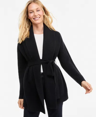 Charter Club Women's 100% Cashmere Drop Shoulder Shawl-collar Cardigan, Macy's Exclusive In Classic Black
