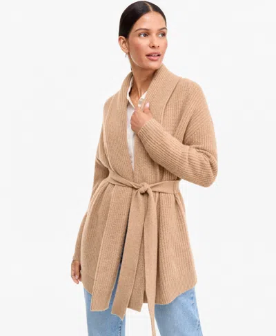 Charter Club Women's 100% Cashmere Drop Shoulder Shawl-collar Cardigan, Macy's Exclusive In Heather Camel