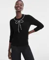 Charter Club Women's 100% Cashmere Embellished Bow Sweater, Macy's Exclusive In Black