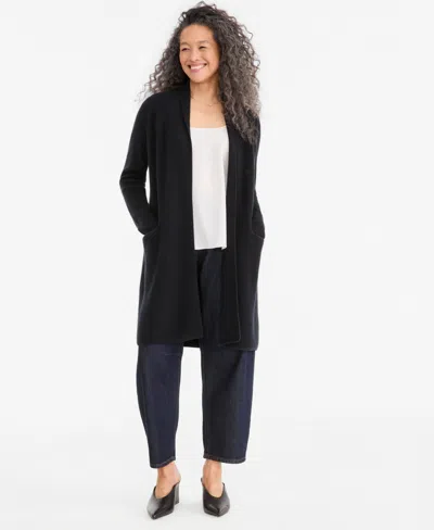 Charter Club Women's 100% Cashmere Fylaway Duster Shawl-collar Cardigan, Macy's Exclusive In Classic Black