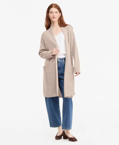 Charter Club Women's 100% Cashmere Fylaway Duster Shawl-collar Cardigan, Macy's Exclusive In Pearl Taupe Heather