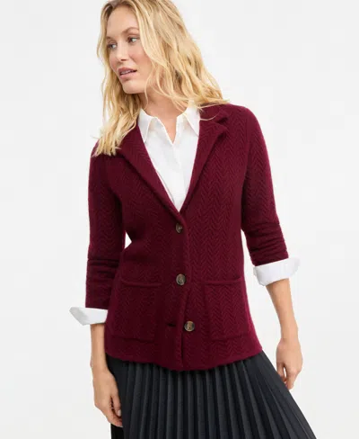 Charter Club Women's 100% Cashmere Herringbone Stitch Blazer, Macy's Exclusive In Brown