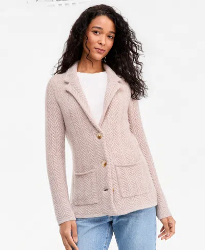 Charter Club Women's 100% Cashmere Herringbone Stitch Blazer, Macy's Exclusive In Pink