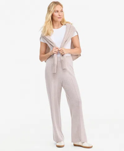 Charter Club Women's 100% Cashmere High-rise Flare-leg Pull-on Pants, 28" Inseam, Macy's Exclusive In Pearl Taupe Heather