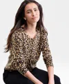 Charter Club Women's 100% Cashmere Leopard-print Crewneck Cardigan, Macy's Exclusive In Animal Print