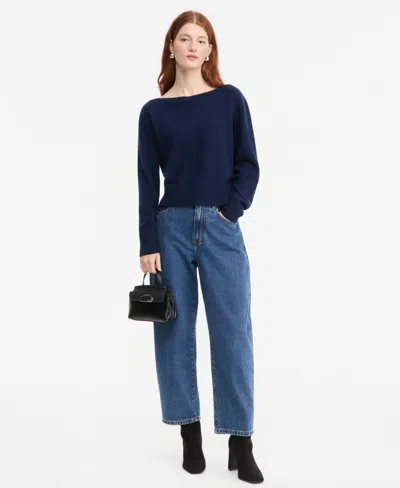 Charter Club Women's 100% Cashmere Long Sleeve Boatneck Sweater, Macy's Exclusive In Blue