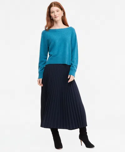 Charter Club Women's 100% Cashmere Long Sleeve Boatneck Sweater, Macy's Exclusive In Blue