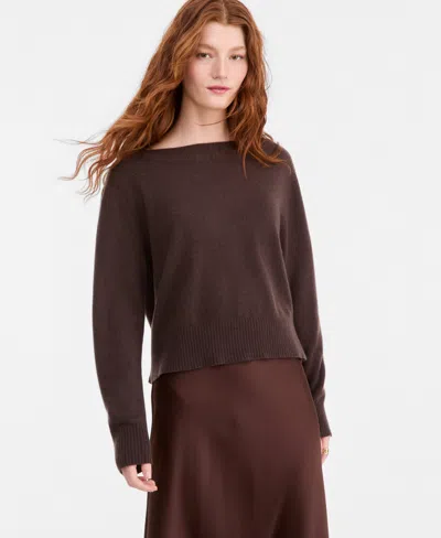 Charter Club Women's 100% Cashmere Long Sleeve Boatneck Sweater, Macy's Exclusive In Brown