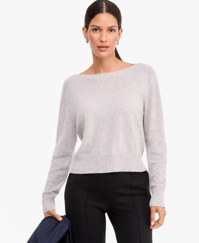 Charter Club Women's 100% Cashmere Long Sleeve Boatneck Sweater, Macy's Exclusive In Gray