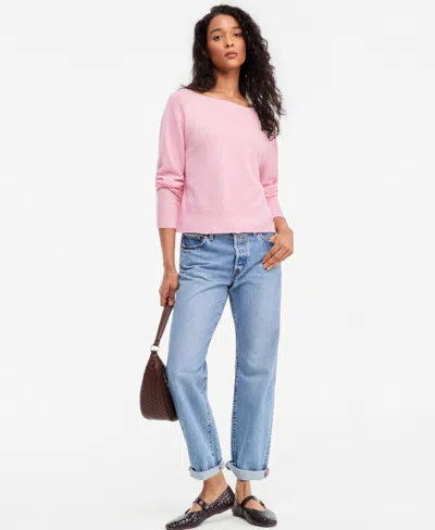 Charter Club Women's 100% Cashmere Long Sleeve Boatneck Sweater, Macy's Exclusive In Pink
