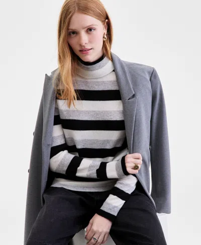 Charter Club Women's 100% Cashmere Multi-stripe Turtleneck Sweater, Macy's Exclusive