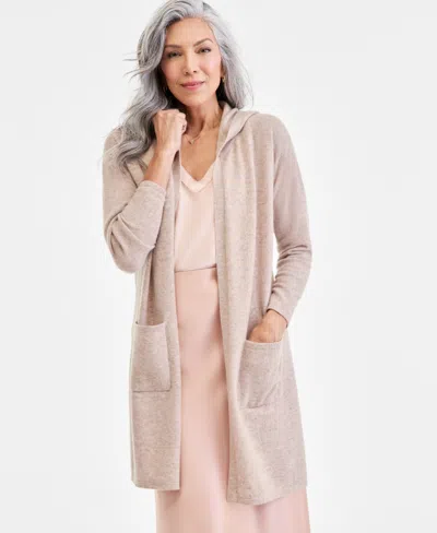 Charter Club Women's 100% Cashmere Open-front Hoodie, Macy's Exclusive In Brown