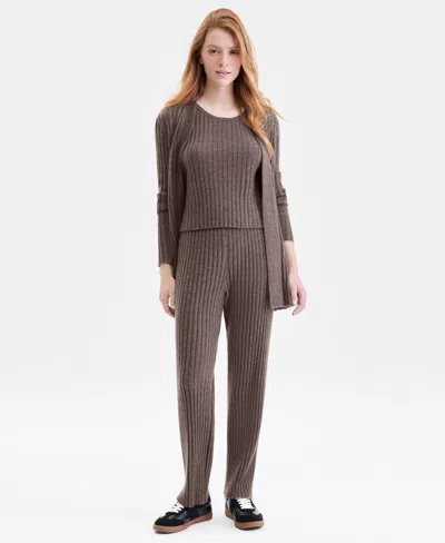 Charter Club Women's 100% Cashmere Ribbed Long Cardigan, Macy's Exclusive In Brown
