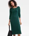 Charter Club Women's 100% Cashmere Ribbed Midi Sweater Dress, Macy's Exclusive In Green