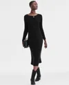 Charter Club Womens 100 Cashmere Ribbed Midi Sweater Dress Pxs Xxl Macys Exclusive In Black