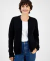 Charter Club Women's 100% Cashmere Shaker-stitch Bomber Jacket, Macy's Exclusive In Black