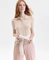 Charter Club Women's 100% Cashmere Short-sleeve Polo Sweater, Macy's Exclusive In Neutral