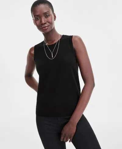 Charter Club Women's 100% Cashmere Sleeveless Crewneck Sweater, Macy's Exclusive In Black
