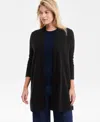 Charter Club Women's 100% Cashmere Split-hem Long Cardigan, Macy's Exclusive In Black