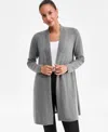 Charter Club Women's 100% Cashmere Split-hem Long Cardigan, Macy's Exclusive In Gray