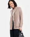 Charter Club Women's 100% Cashmere Tipped Shawl-collar Boyfriend Cardigan, Macy's Exclusive In Pink