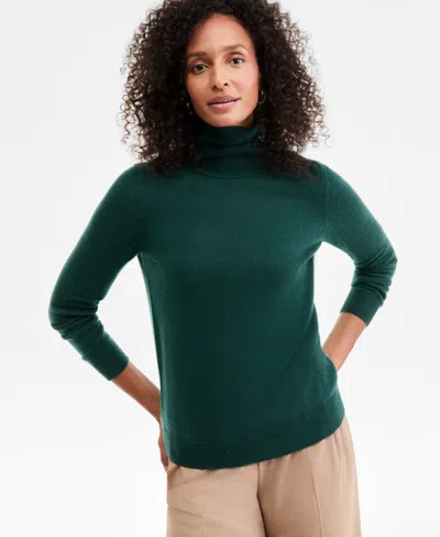 Charter Club Women's 100% Cashmere Turtleneck Sweater, Macy's Exclusive In Green