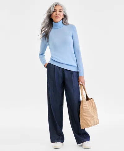 Charter Club Women's 100% Cashmere Turtleneck Sweater, Macy's Exclusive In Blue
