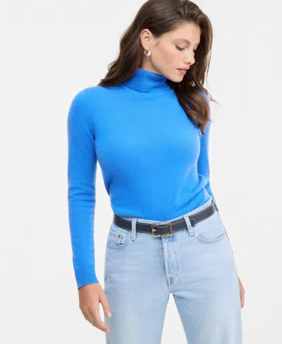 Charter Club Women's 100% Cashmere Turtleneck Sweater, Macy's Exclusive In Mermaid Blue