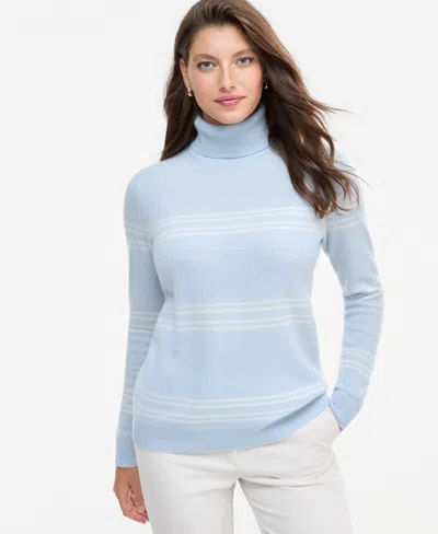 Charter Club Women's 100% Cashmere Turtleneck Sweater, Macy's Exclusive In Skyride Stripe