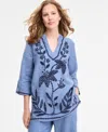 Charter Club Women's 100% Linen 3/4-sleeve Tunic Top, Exclusively At Macy's