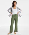 Charter Club Women's 100% Linen Drawstring Pants, Created For Macy's In Cool Olive