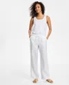 Charter Club Women's 100% Linen Drawstring Pants, Created For Macy's In Gray