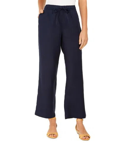 Charter Club Women's 100% Linen Drawstring Pants, Created For Macy's In Intrepid Blue