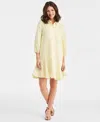 Charter Club Women's 100% Linen Flounce Shirtdress, Created For Macy's In Yellow